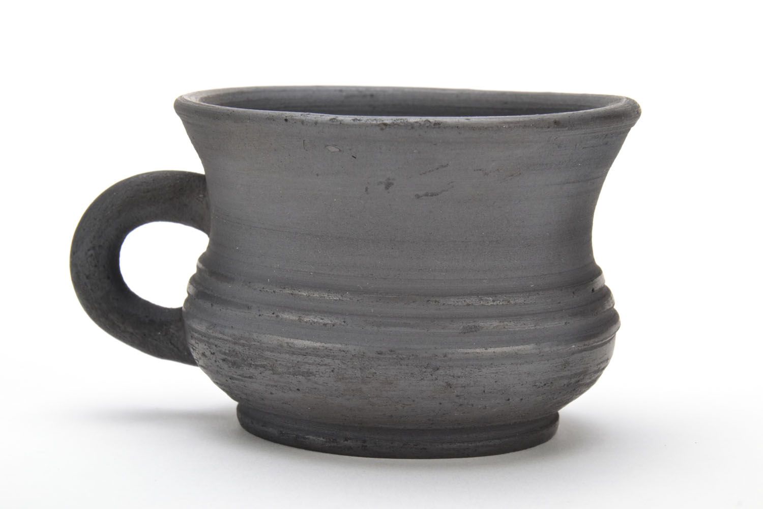 Espresso coffee black natural lead-free clay cup with handle in ancient style 0,26 lb photo 2