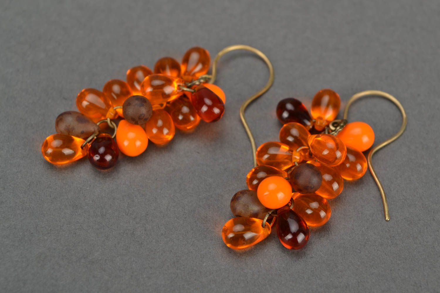 Beautiful orange handmade designer beaded earrings with Czech glass photo 4