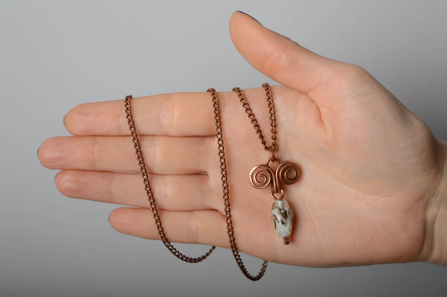 Copper pendant made using wire wrap technique photo 4