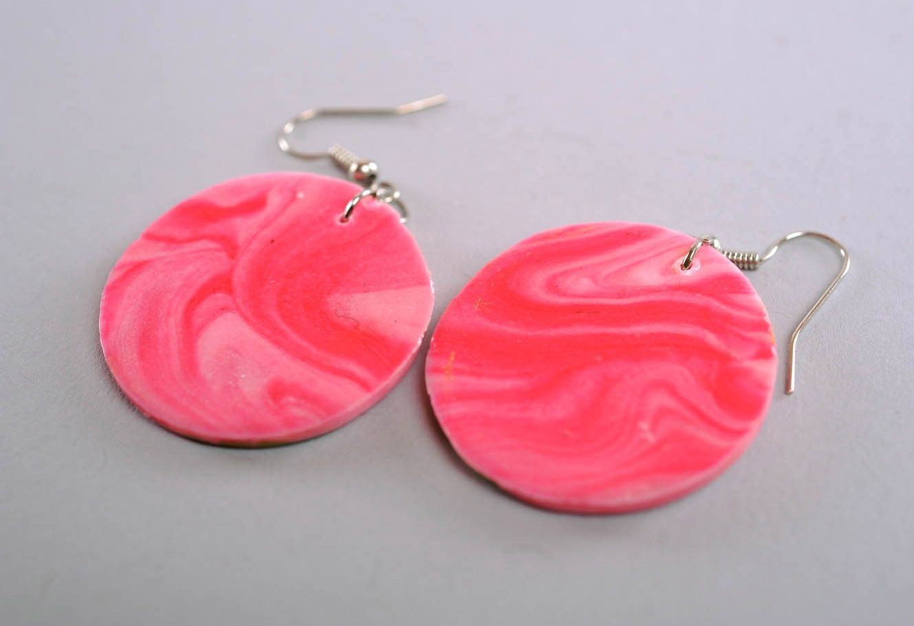 Earrings made of polymer clay Lotus photo 2
