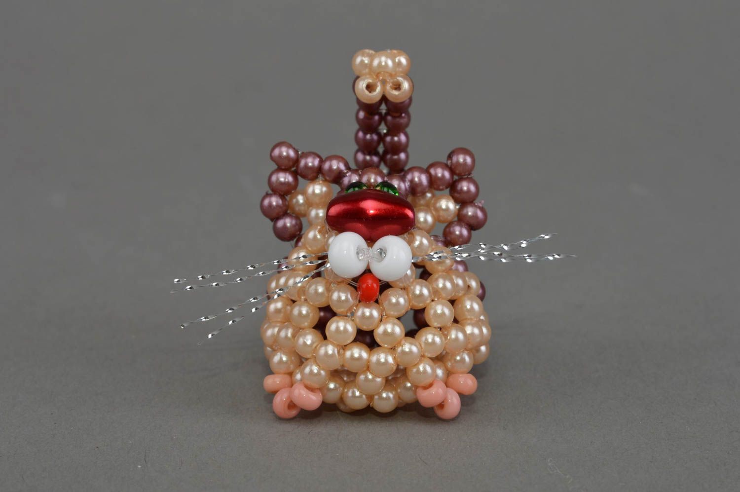 Chat en perles de rocaille figurine décorative faite main pour intérieur photo 4