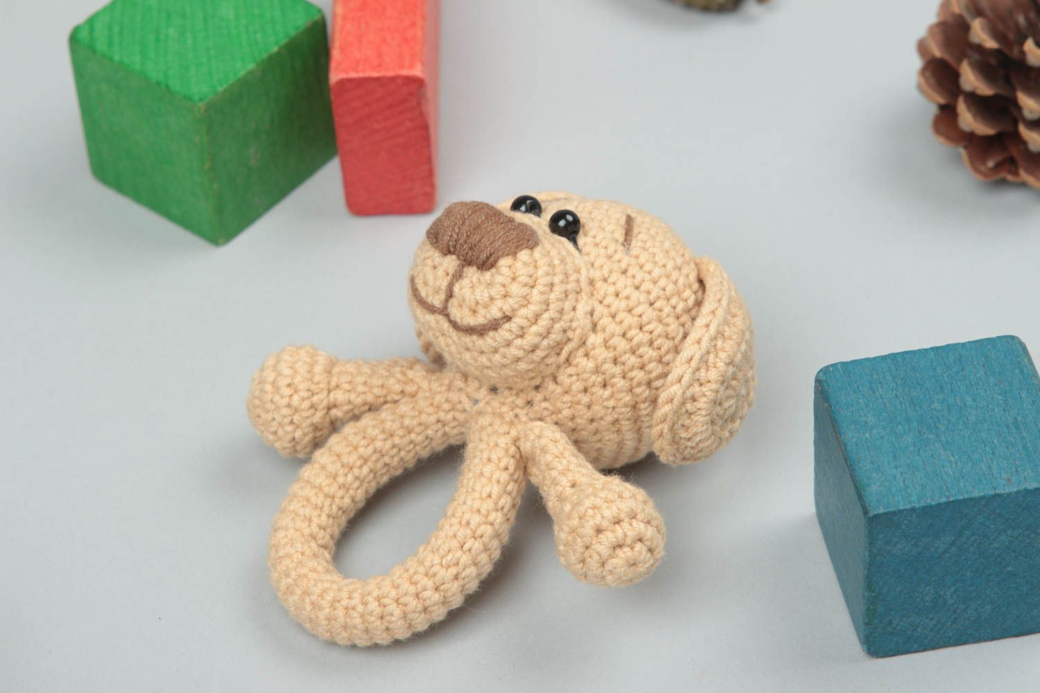 Hund Kuscheltier handmade Rassel Baby Spielsachen für Kinder gehäkelt schön  foto 1
