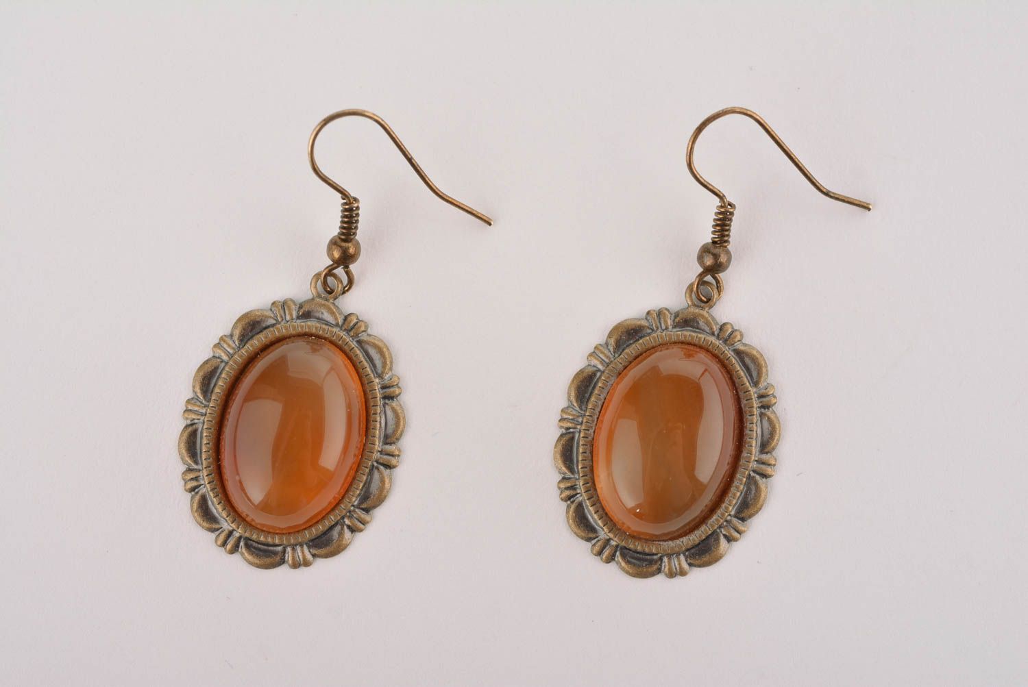 Handmade glass oval earrings vintage female earrings beautiful jewelry photo 4