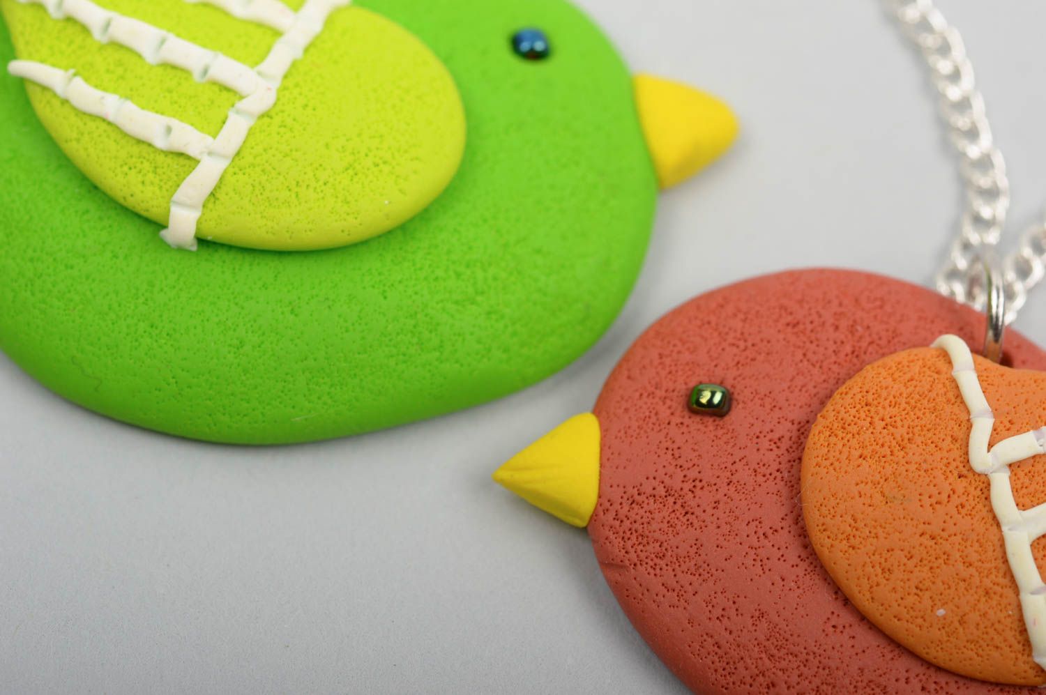 Handmade Anhänger Set Polymer Clay Schmuck Accessoires für Frauen 2 Stück Vögel foto 3