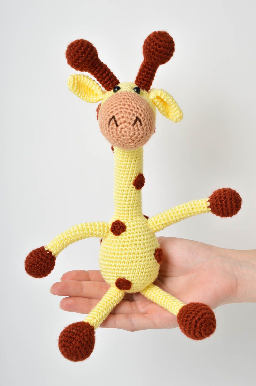 Игрушка жираф ручной работы игрушка животное мягкая игрушка вязаная желтая фото 5