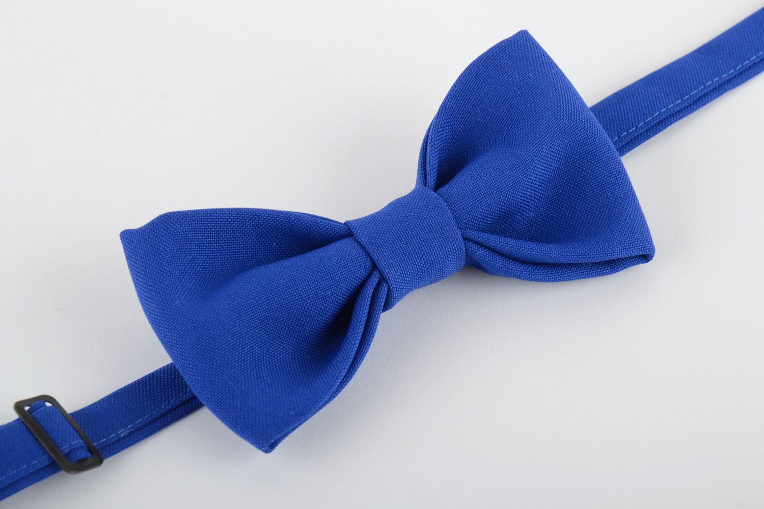 Festive handmade bow tie sewn of bright blue costume fabric for stylish men photo 4