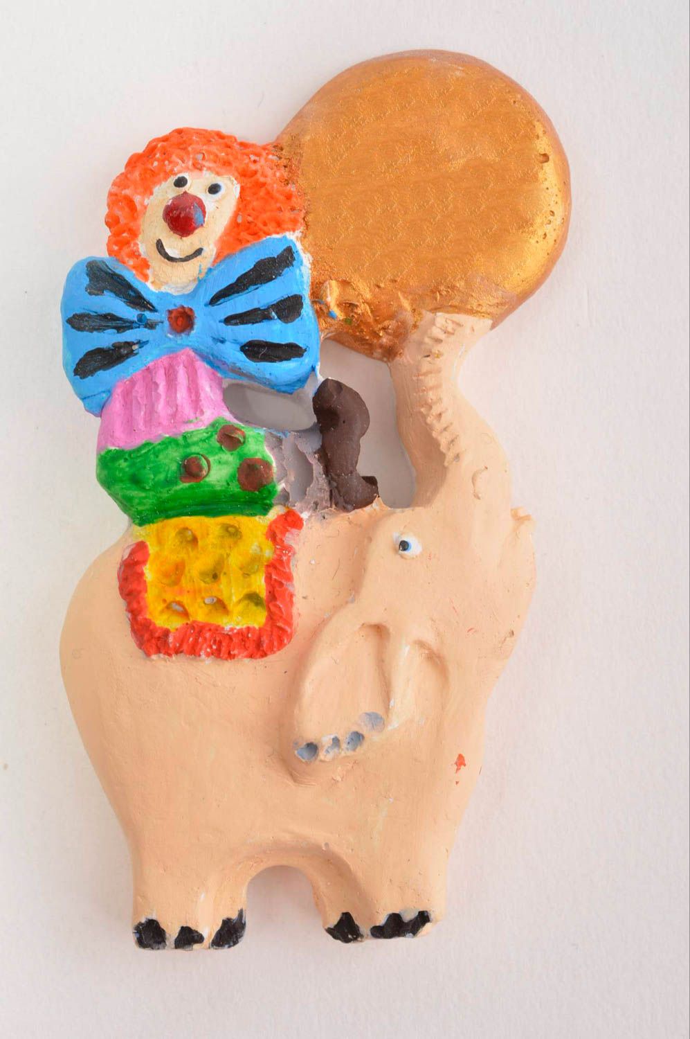 Магнит на холодильник handmade декор для дома сувенир из гипса расписной Цирк  фото 2