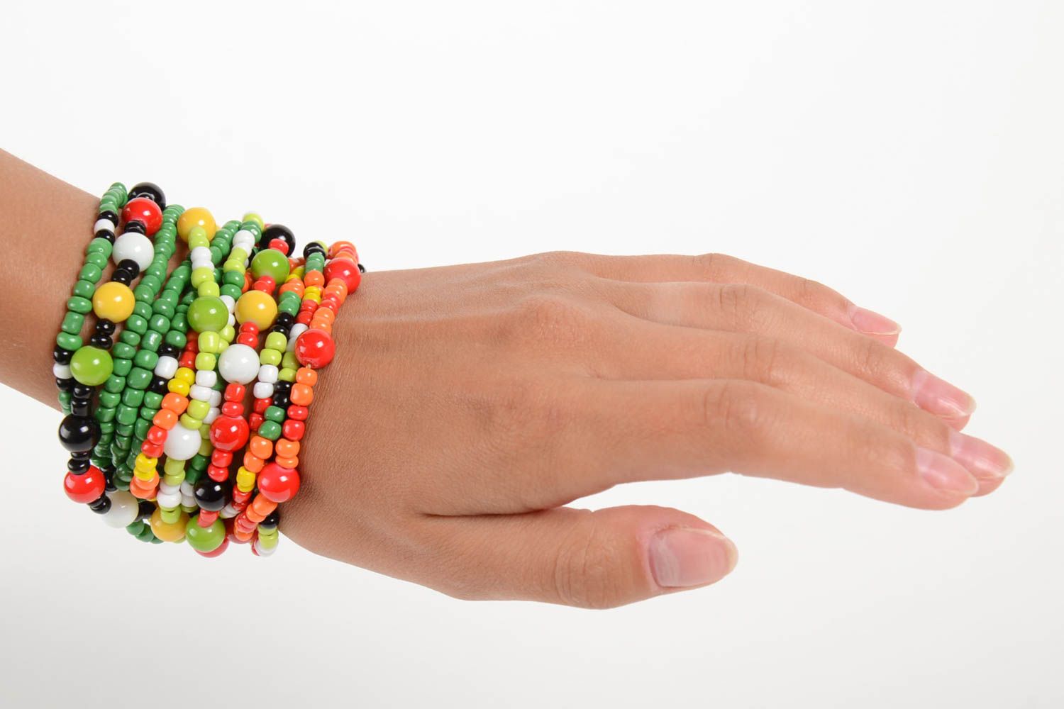Bracelet multirang Bijou fait main Cadeau femme multicolore en verre accessoire photo 2