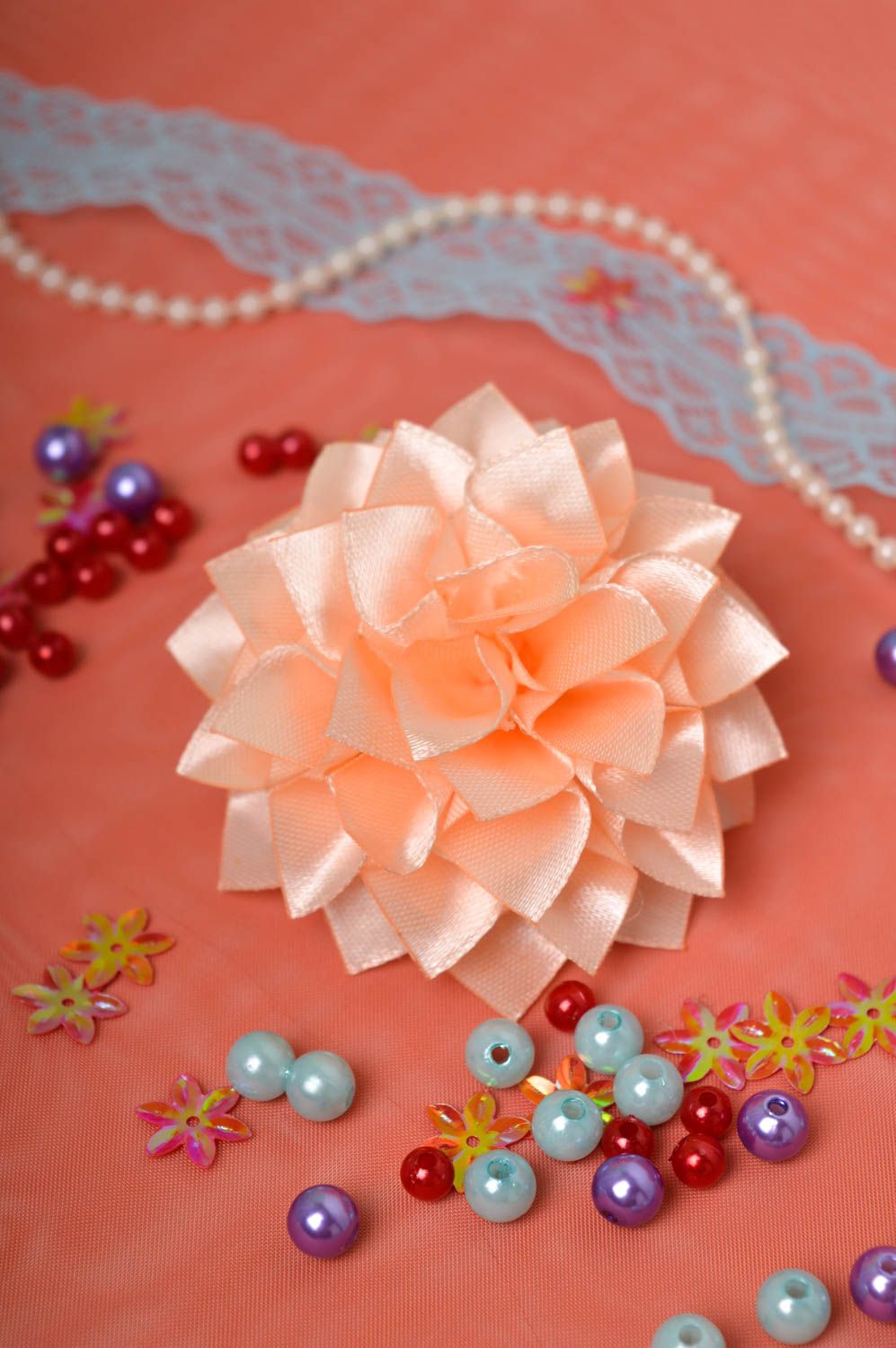 Handmade flower scrunchy delicate hair accessories for children kanzashi jewelry photo 1