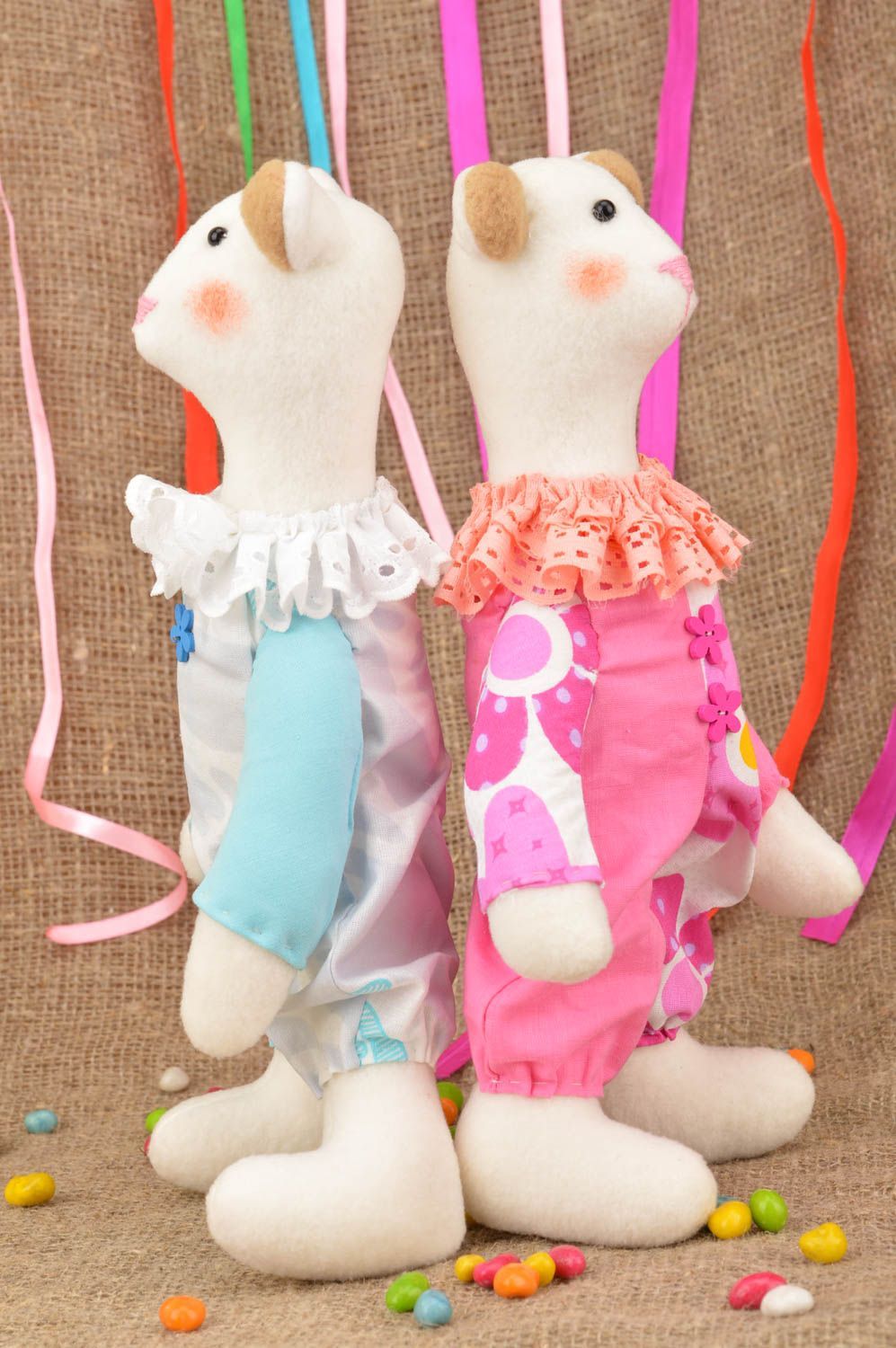Set of 2 handmade designer fabric soft toys for children beautiful clowns photo 6