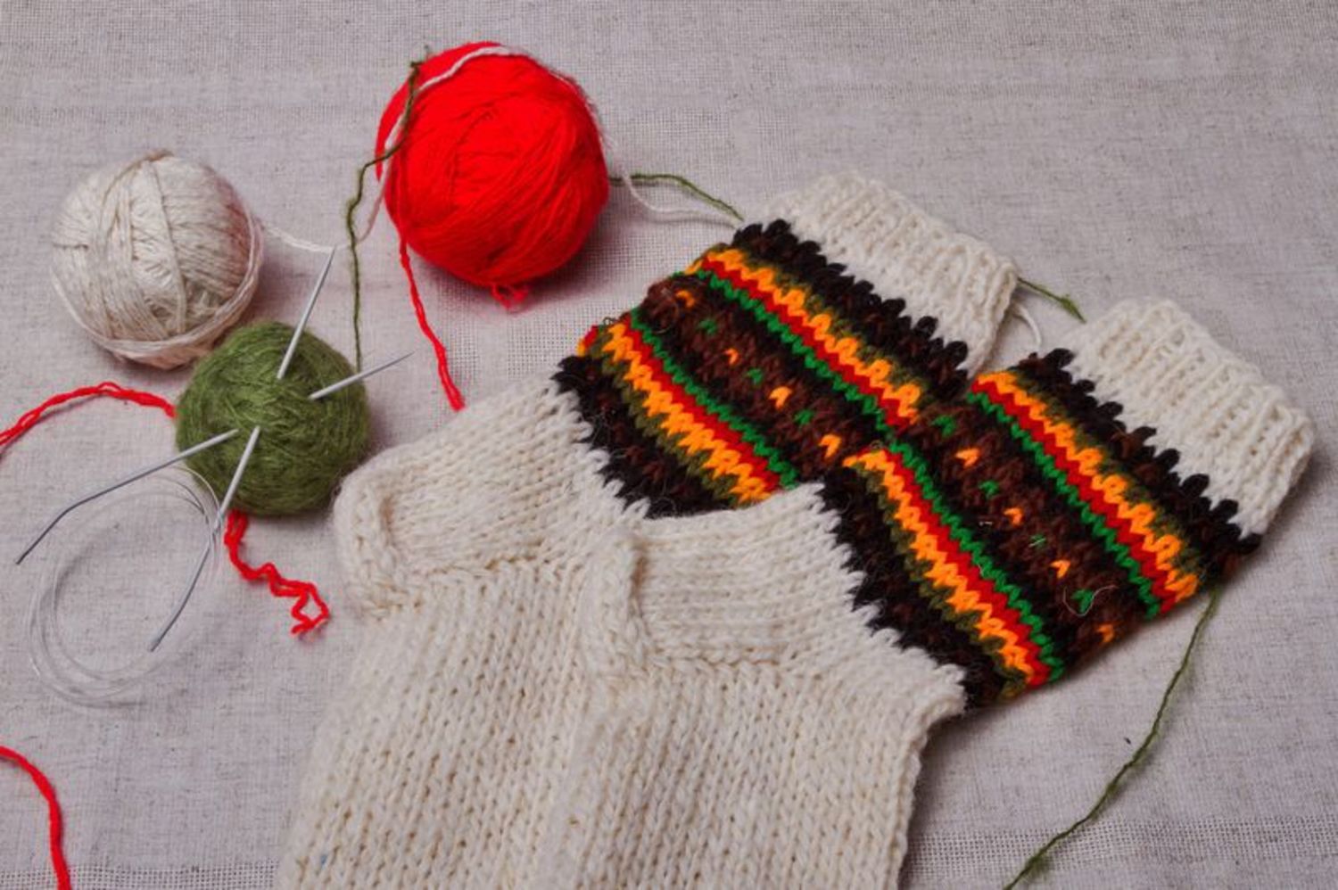 Chaussettes multicolores en laine pour femme photo 5