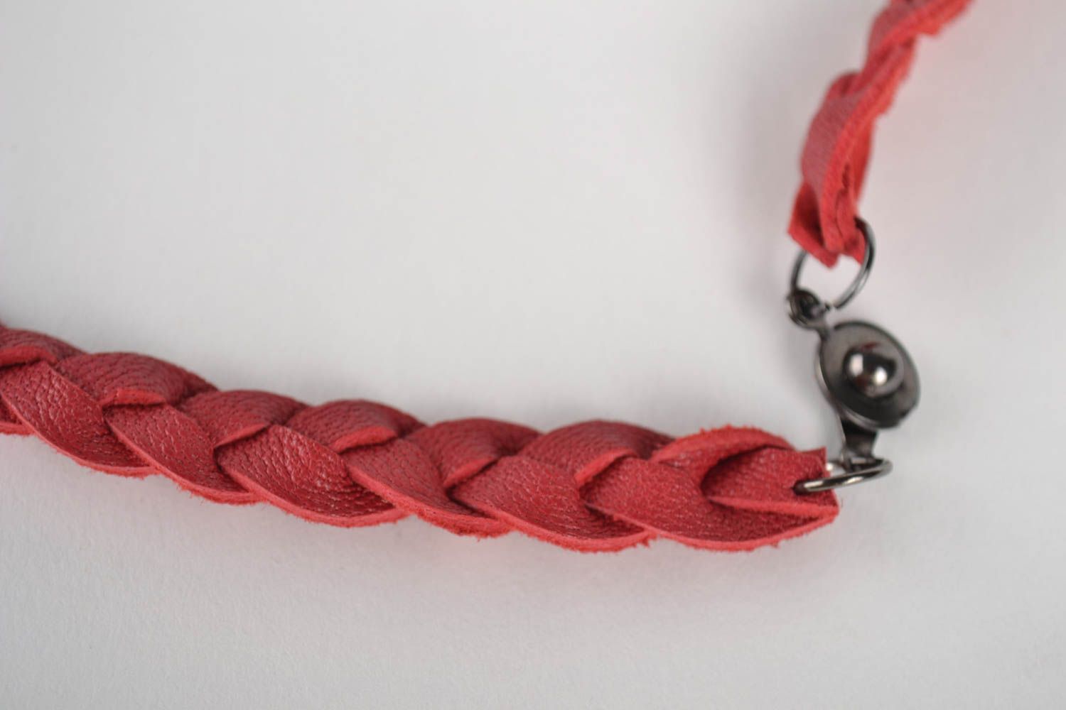 Handmade Leder Collier Modeschmuck Halskette Geschenk für Frauen rot eng foto 2