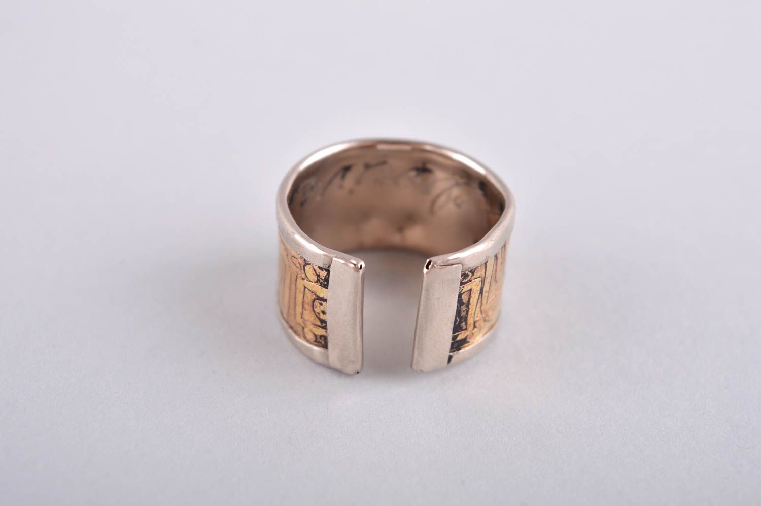 Кольцо ручной работы кольцо из мельхиора оригинальное металлическое украшение фото 4