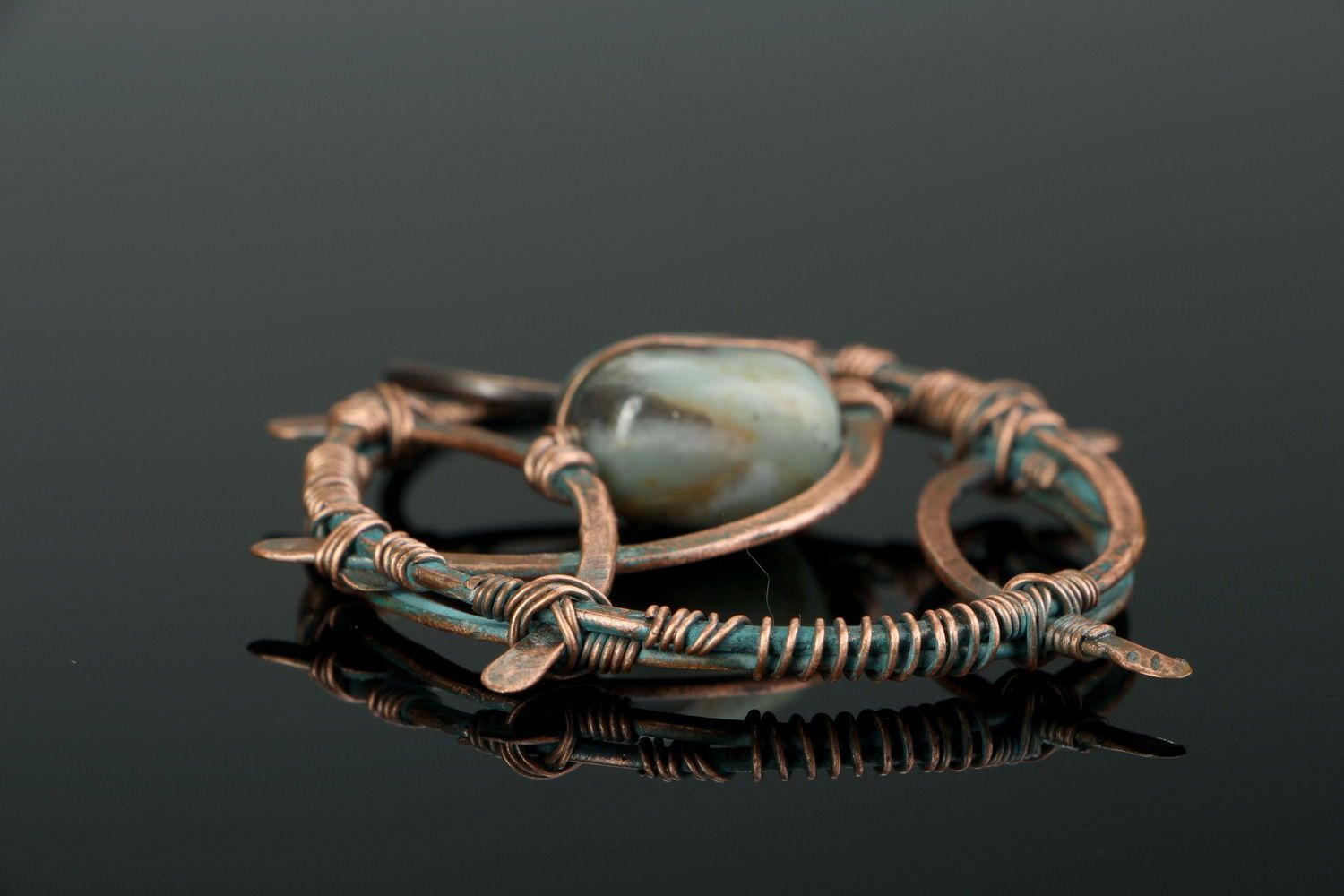 Copper pendant with agate photo 3