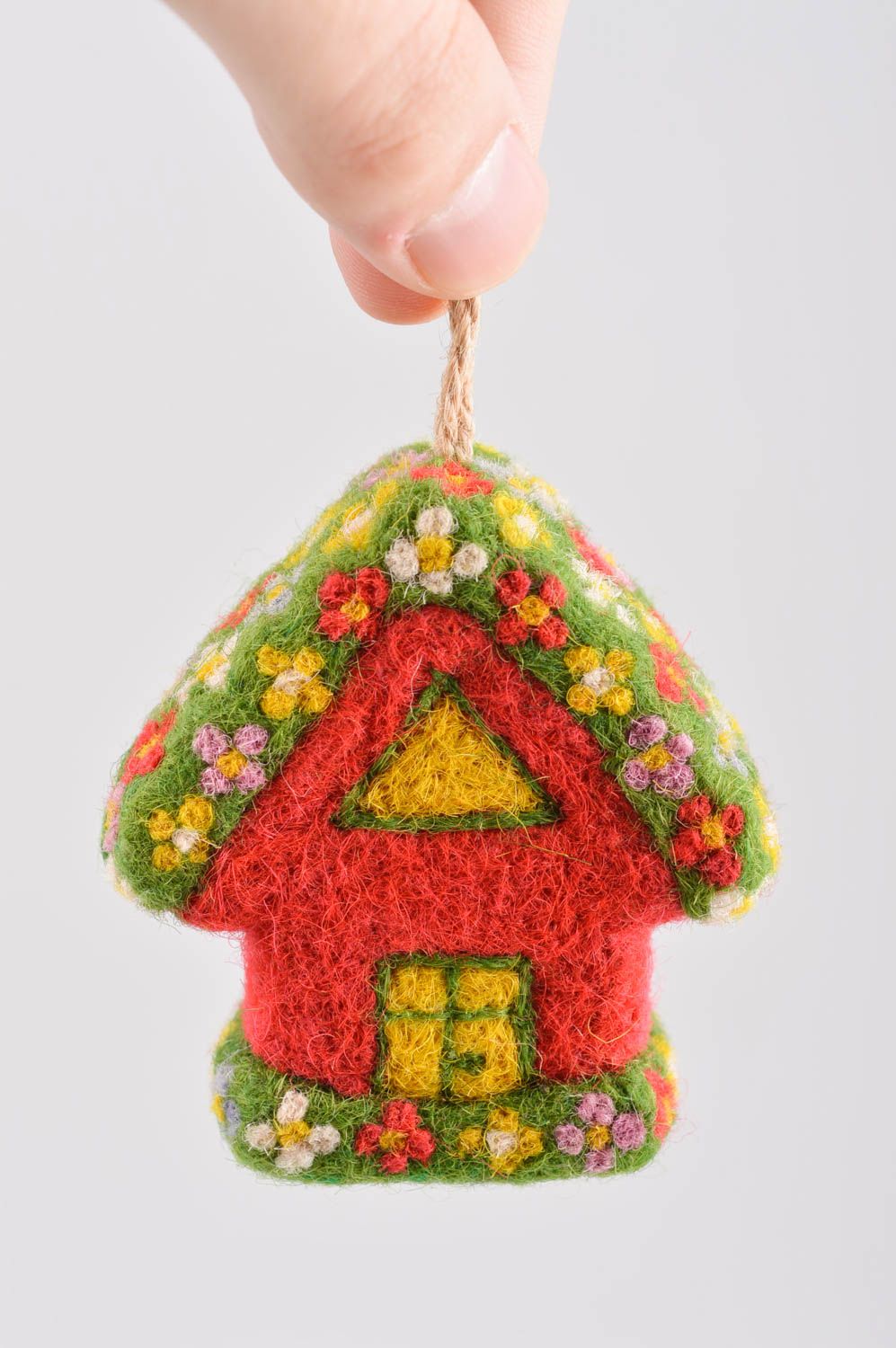 Валяная игрушка ручной работы декор на стену игрушка из шерсти Цветочный домик фото 5