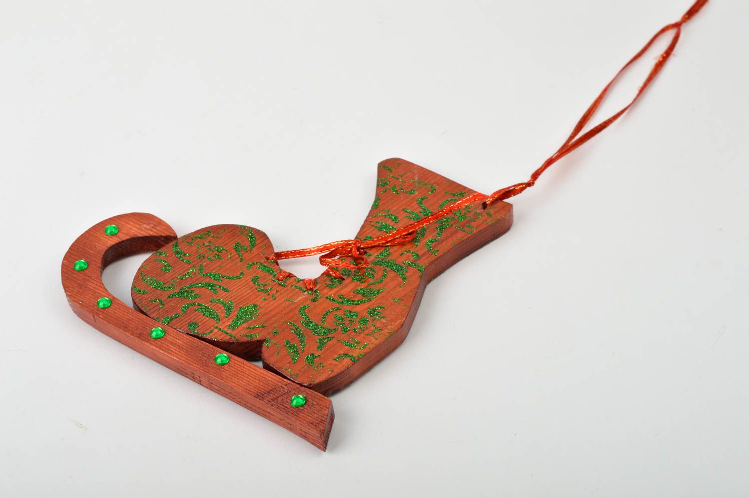 Decoración de Navidad hecha a mano Patín regalo original juguete de madera foto 3