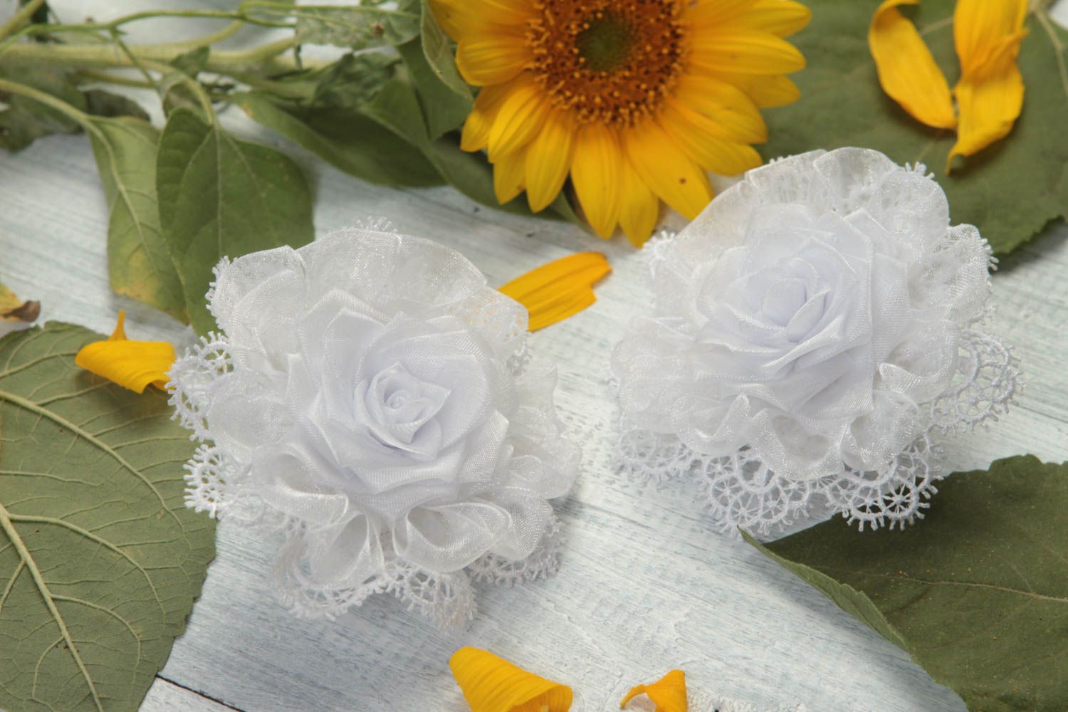 Flowers for hair handmade hair accessories hair scrunchies gifts for girls photo 1