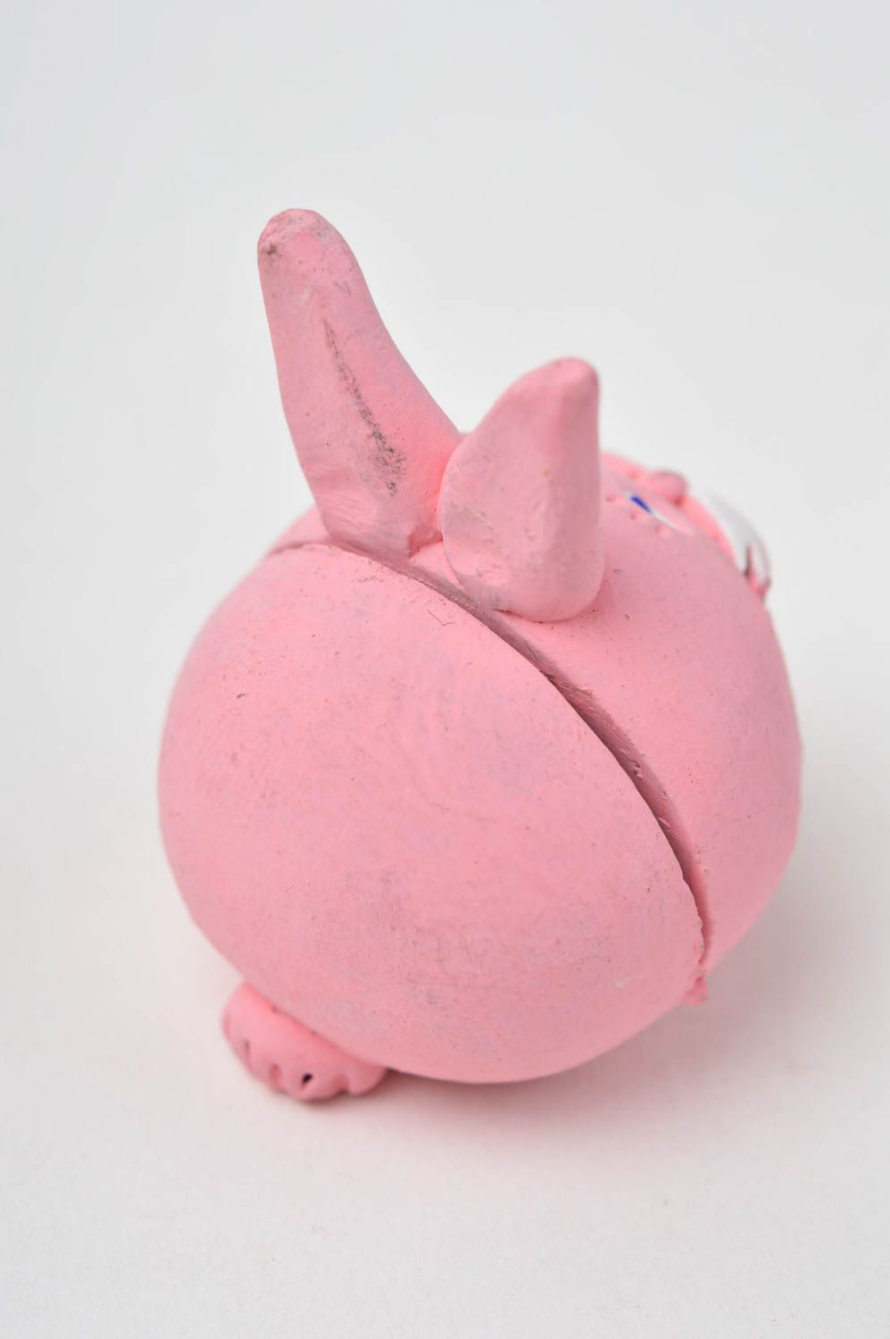 Визитница ручной работы кролик керамический декор настольная подставка розовая фото 4