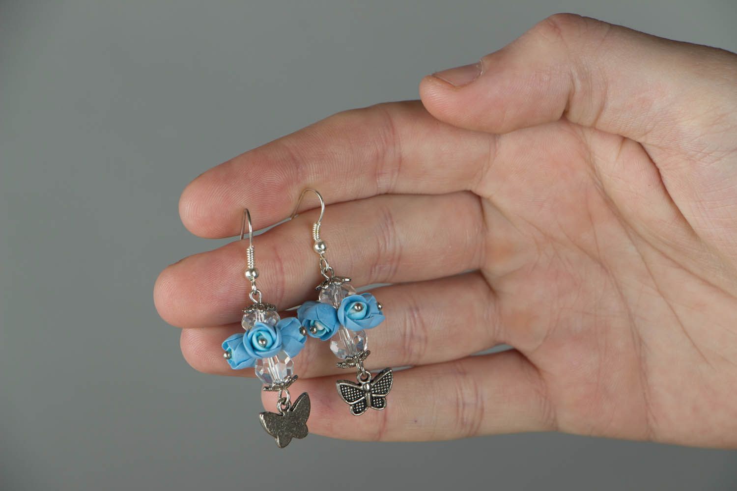 Polymer clay earrings with charms photo 4