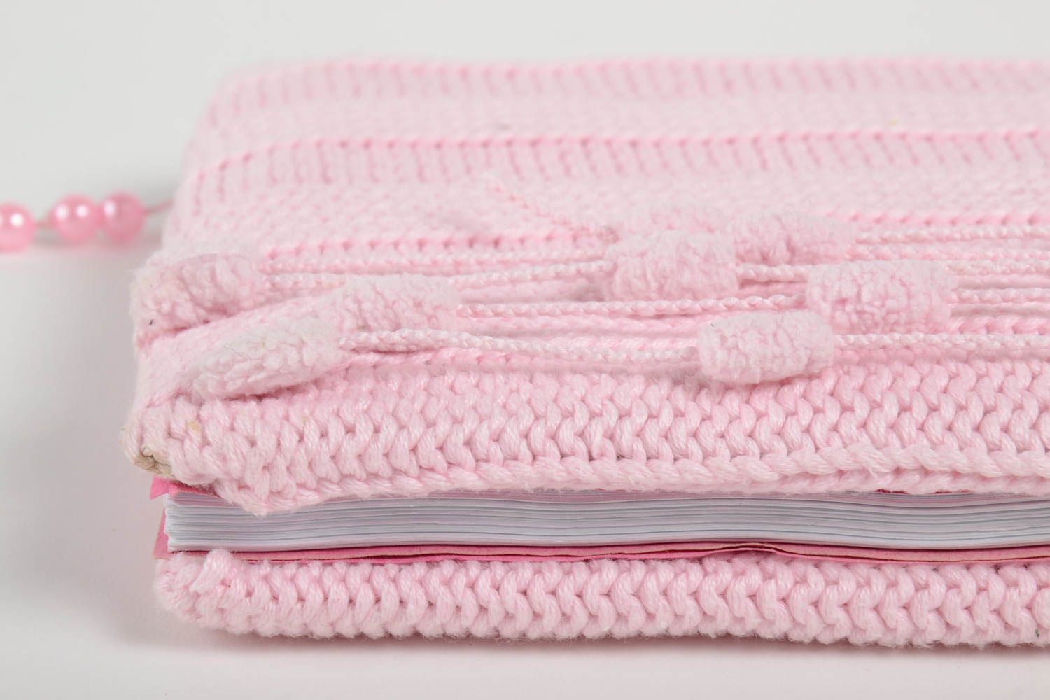 Carnet rose fait main Journal intime tricoté avec aiguilles Cadeau femme photo 4