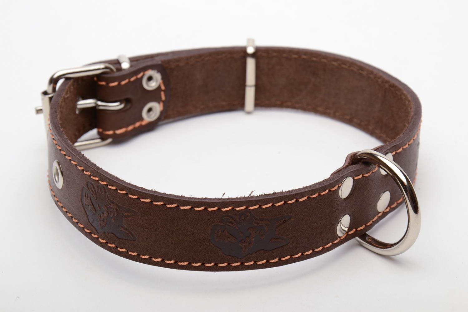 Leather dog collar with embossing photo 4