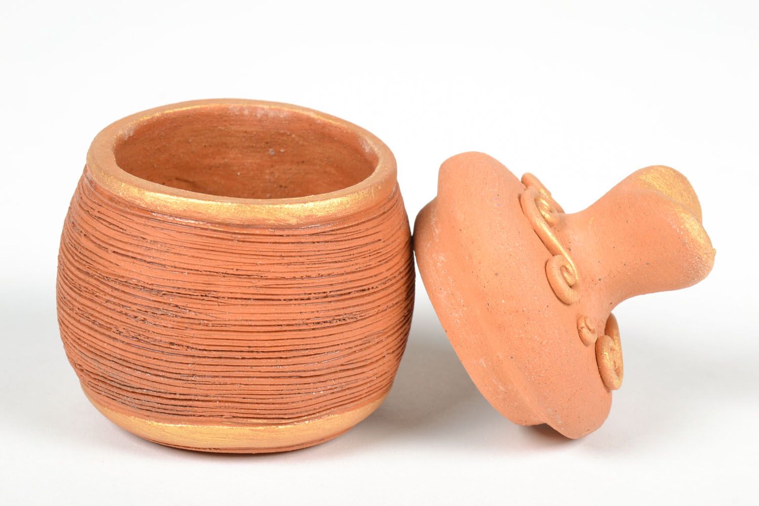 8 oz ceramic jar décor with lid in terracotta color 0,5 lb photo 4