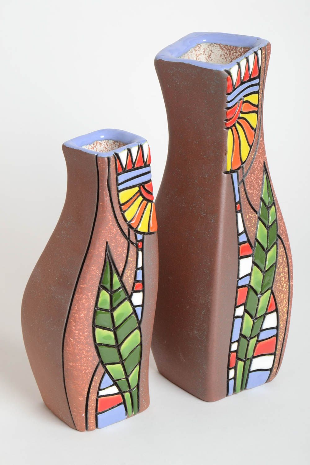 12 inches ceramic handmade vase set of 2 pieces 4,5 lb photo 2