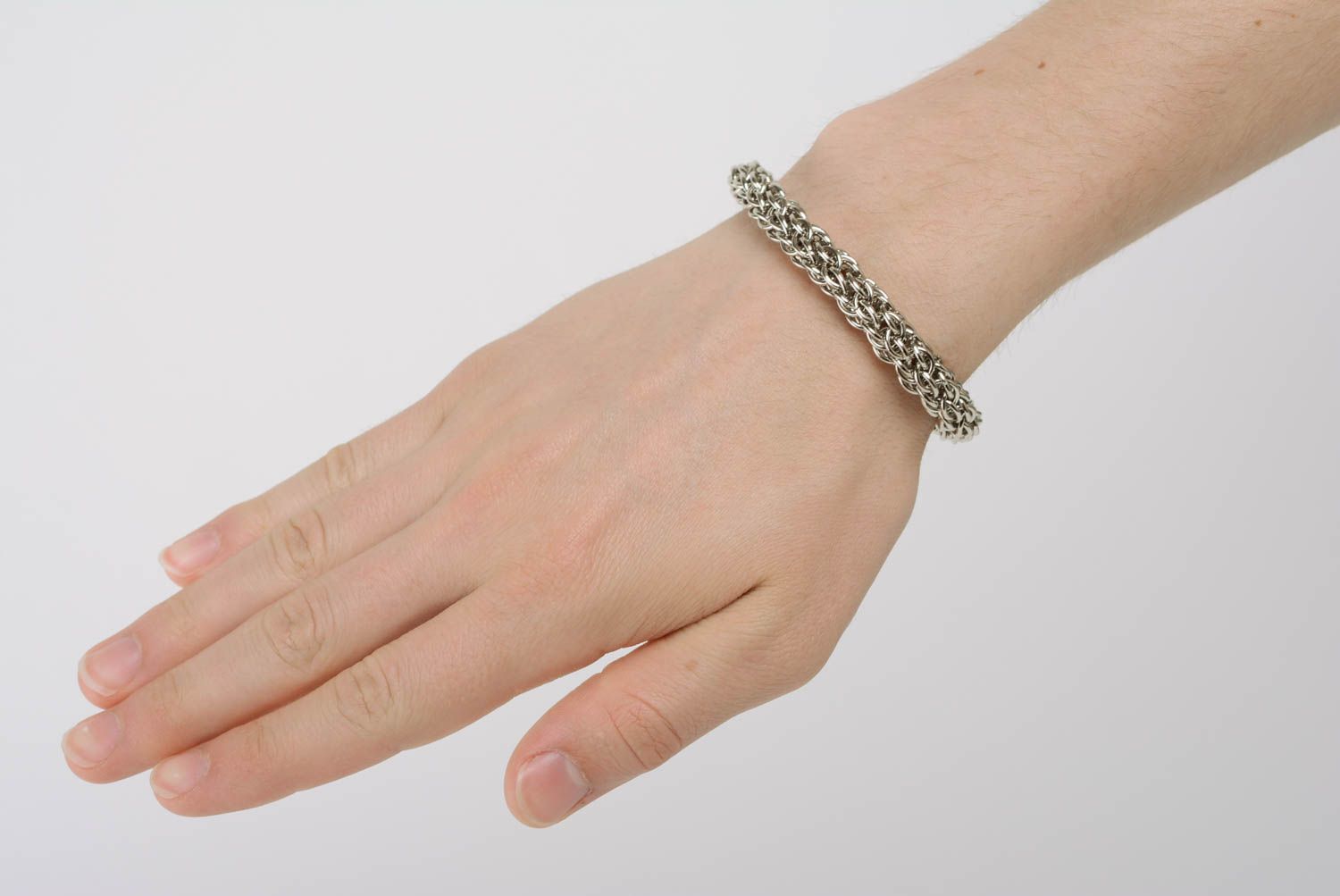 Thin handmade jewelry alloy bracelet chain mail weaving stylish bijouterie photo 3