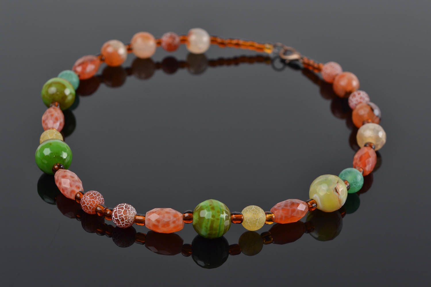 Collier en pierre naturelle agate et perles de rocaille fait main multicolore photo 1