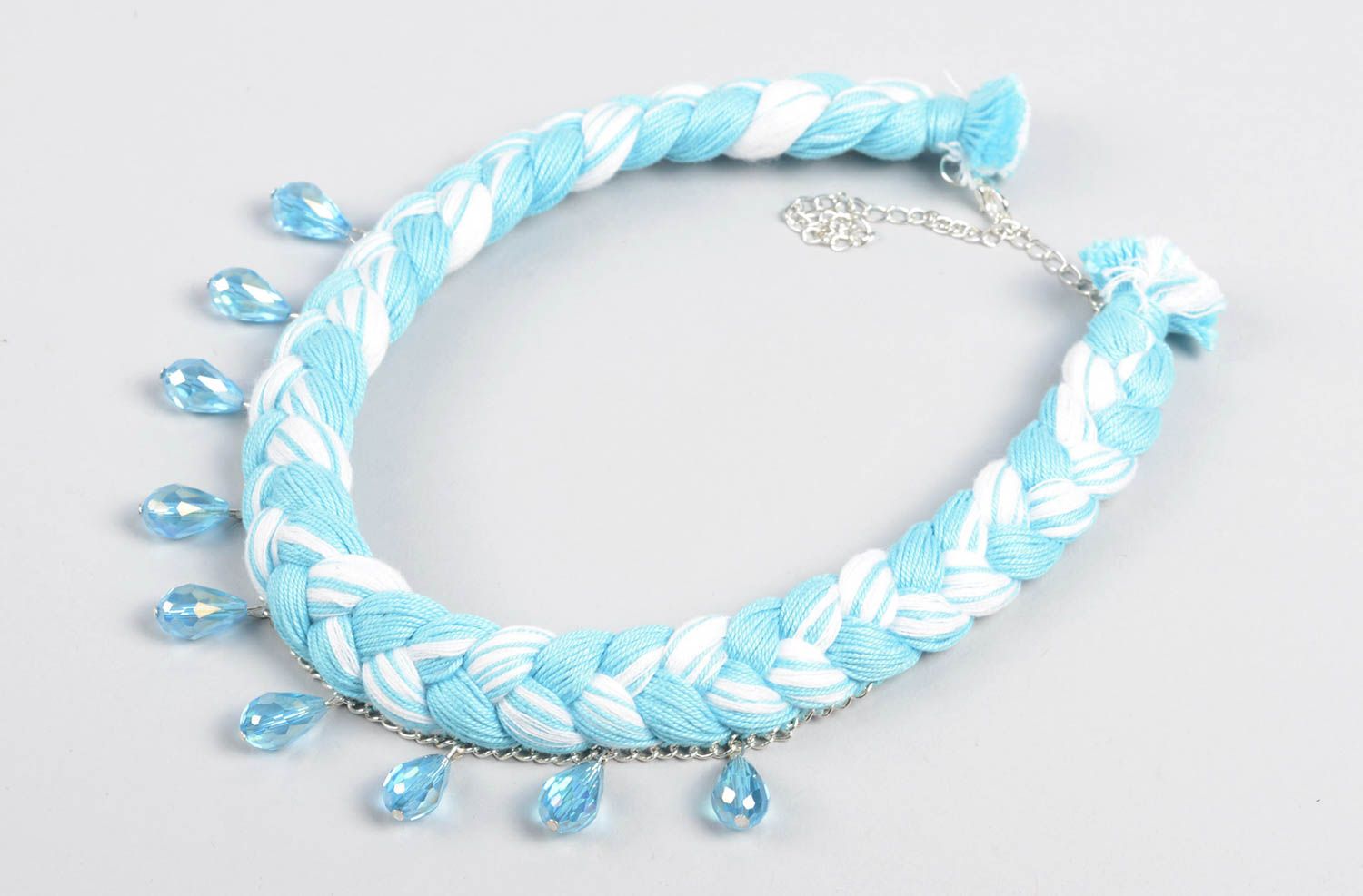 Stoff Halskette Modeschmuck Collier handgemachter Schmuck mit Kristall Perlen foto 1