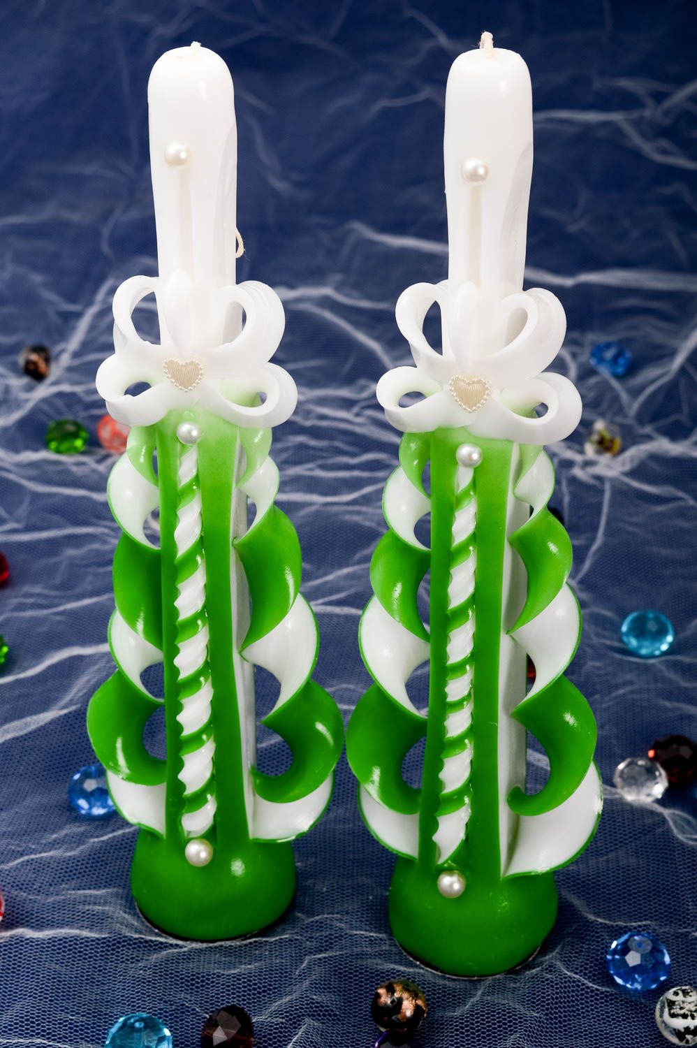 Velas de parafina hechas a mano verdes elementos decorativos regalo original foto 1