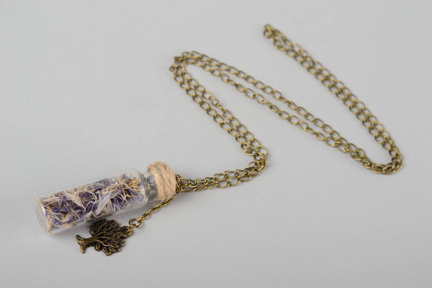 Handmade pendant  pendant jar with the chain ladies gift pendant with cornflower photo 2