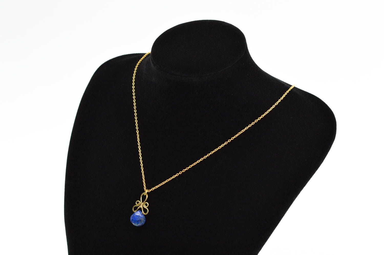 Handmade pendant glass bead necklace brass accessories fashion jewelry photo 2