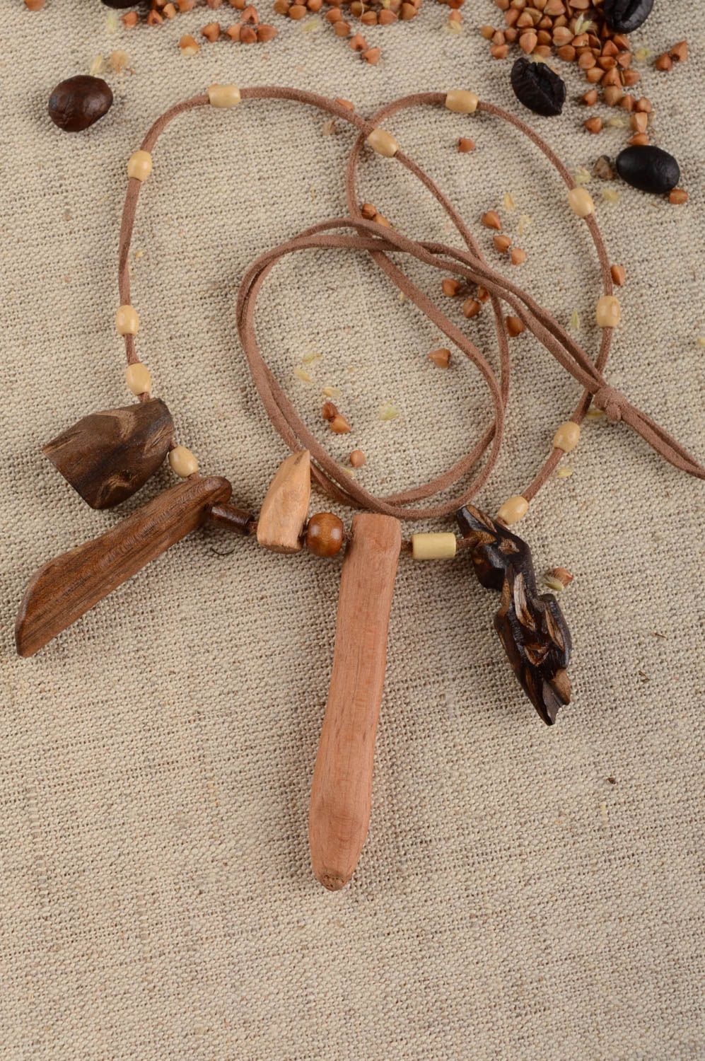 Unusual handmade pendant wood craft wooden pendant fashion accessories photo 1