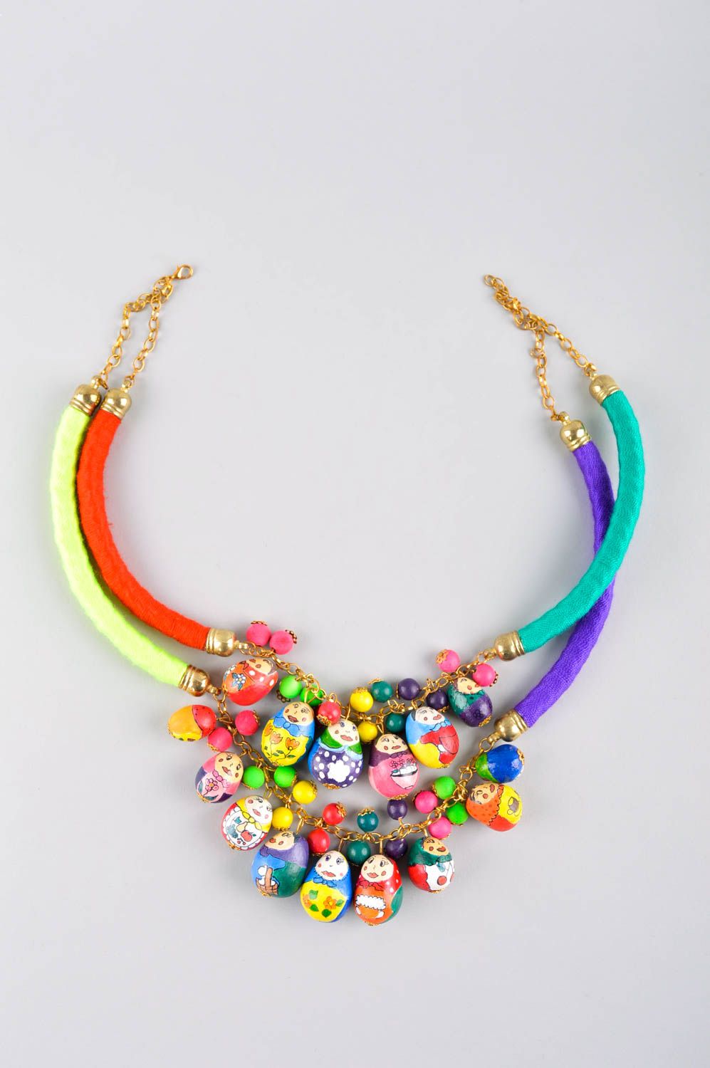 Handmade bright textile necklace unusual designer necklace elegant jewelry photo 5