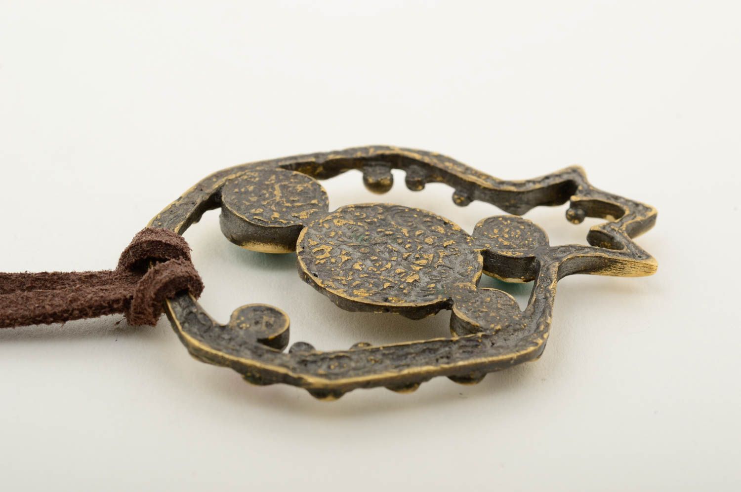 Handmade Ketten Anhänger Bronze Designer Schmuck Frauen Accessoire Granatapfel foto 5