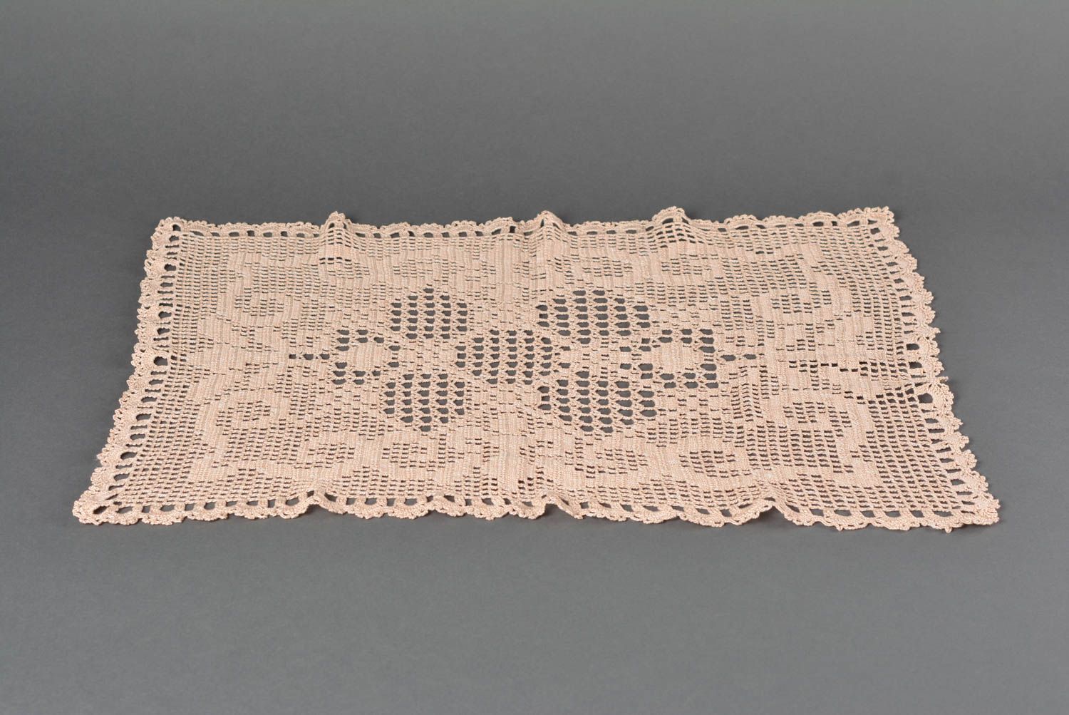 Napperon rectangulaire fait main Textile de table au crochet beige Déco maison photo 3