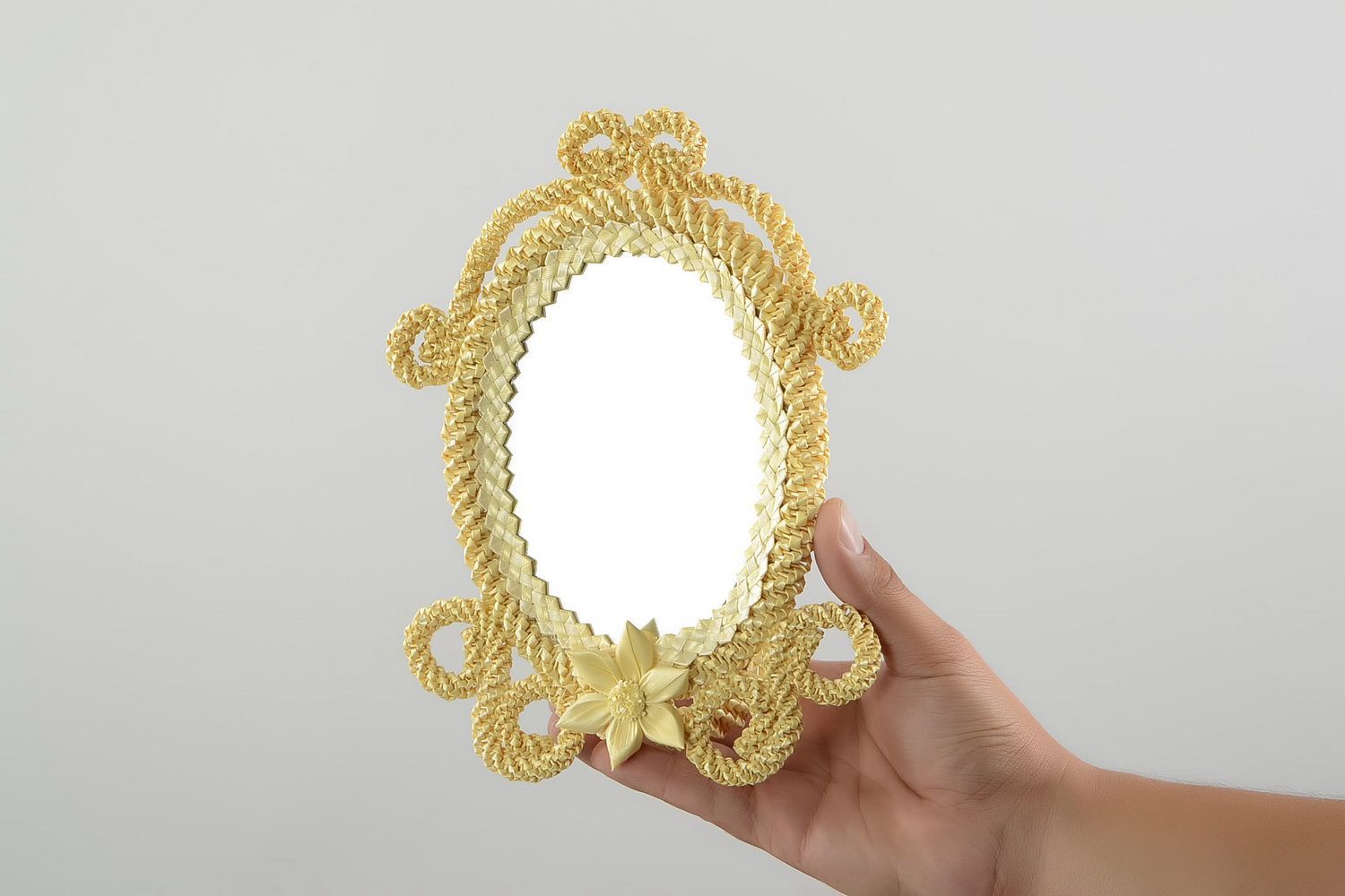 Straw mirror with holder photo 5