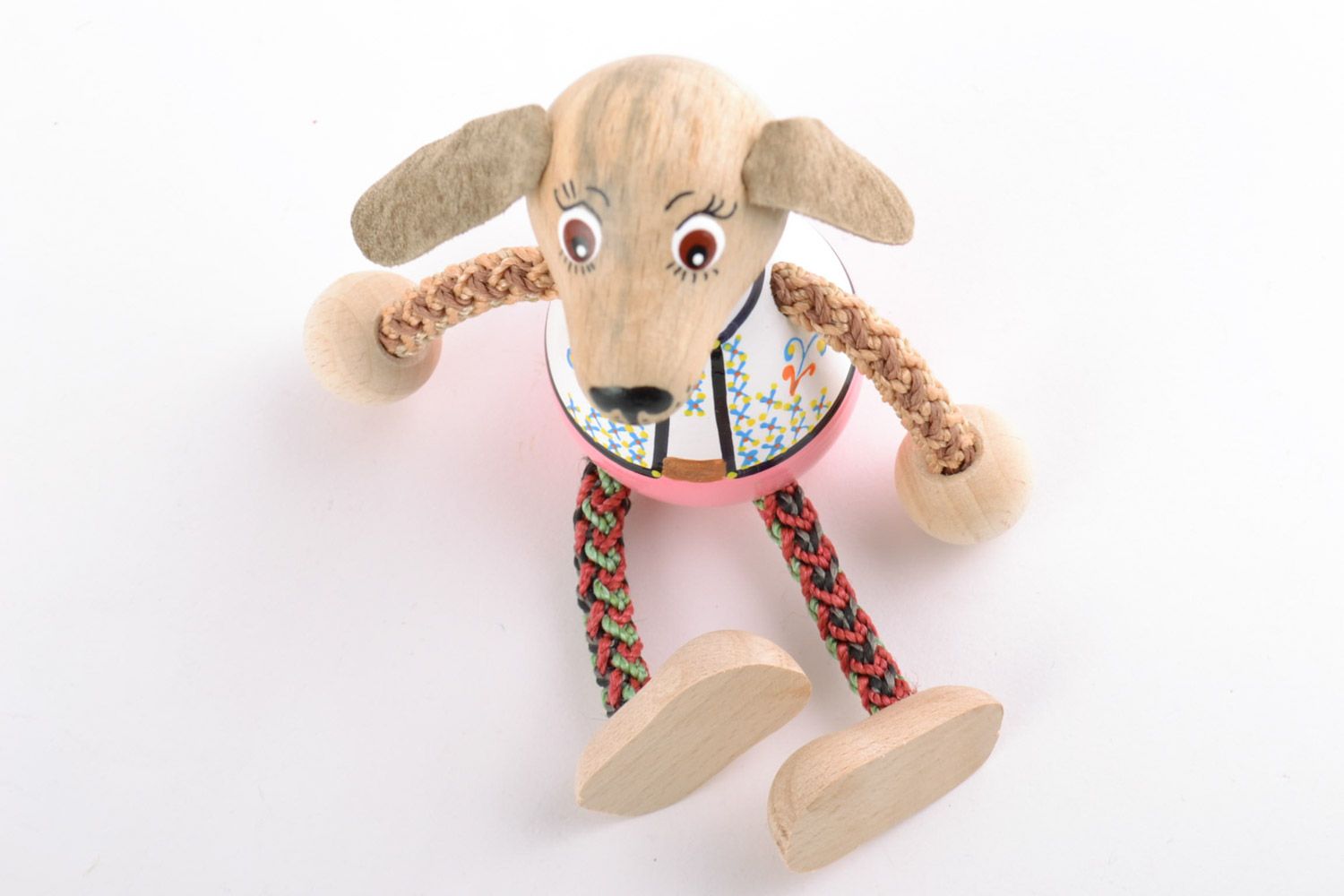Nice handmade designer small wooden toy dog with painting photo 4