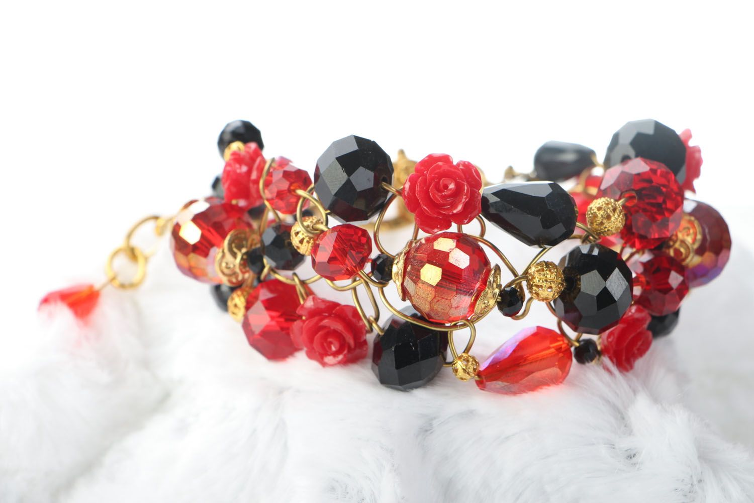 Natural stone bracelet Red and Black photo 2