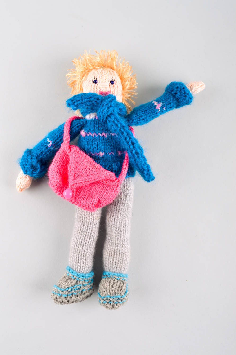 Poupée tricotée Jouet fait main design original déco Cadeau pour enfant photo 2