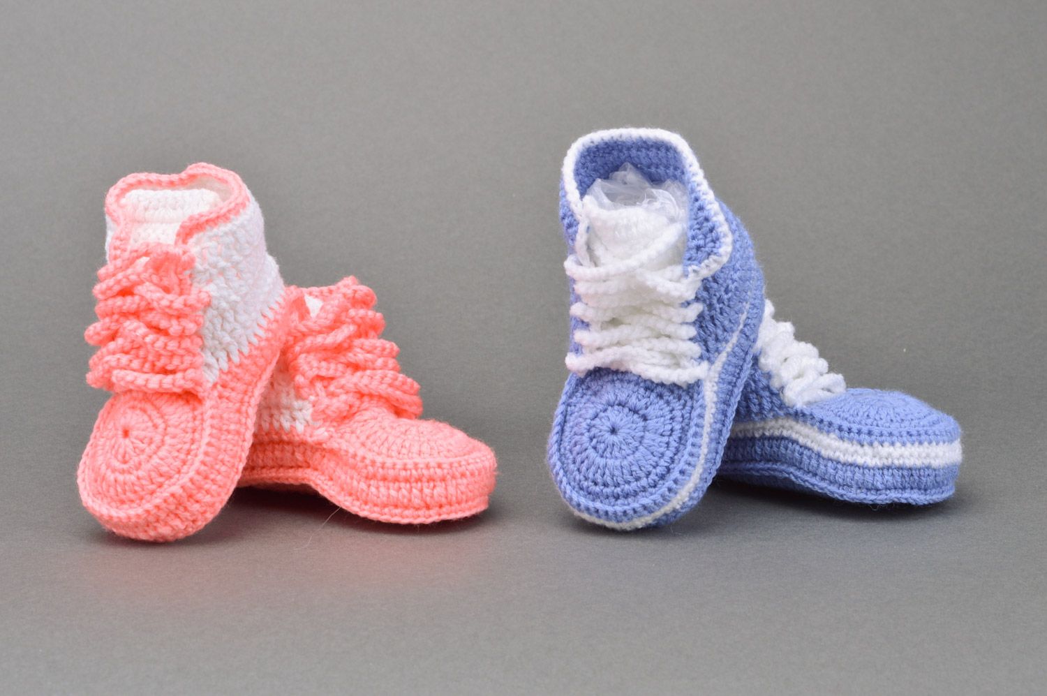 Ensemble de chaussons tricotés en acrylique au crochet faits main 2 paires bébé photo 5
