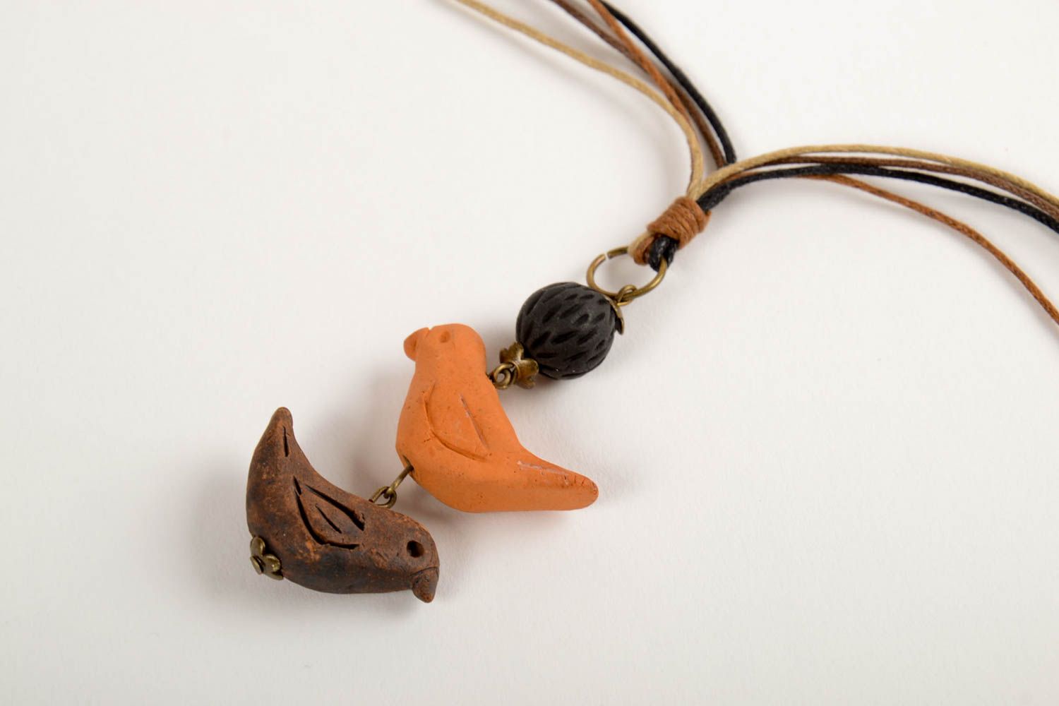 Handmade Schmuck Damen Anhänger Accessoire für Frauen Schmuck aus Keramik Vögel foto 4