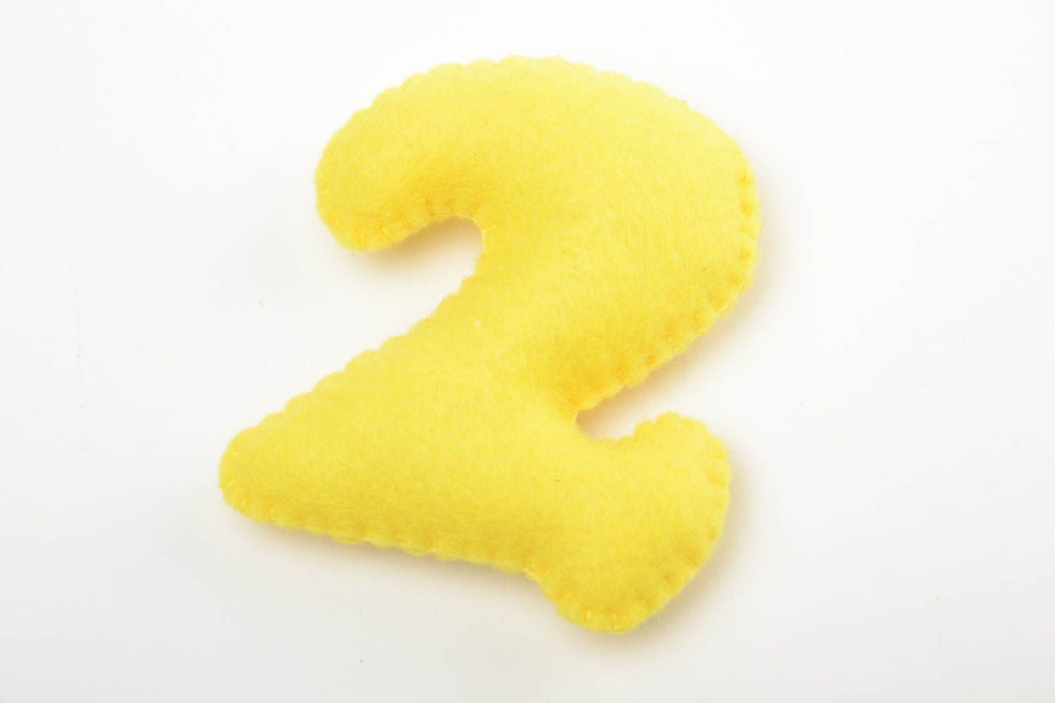 Handmade small yellow felt educational soft toy number 2 for little children photo 2