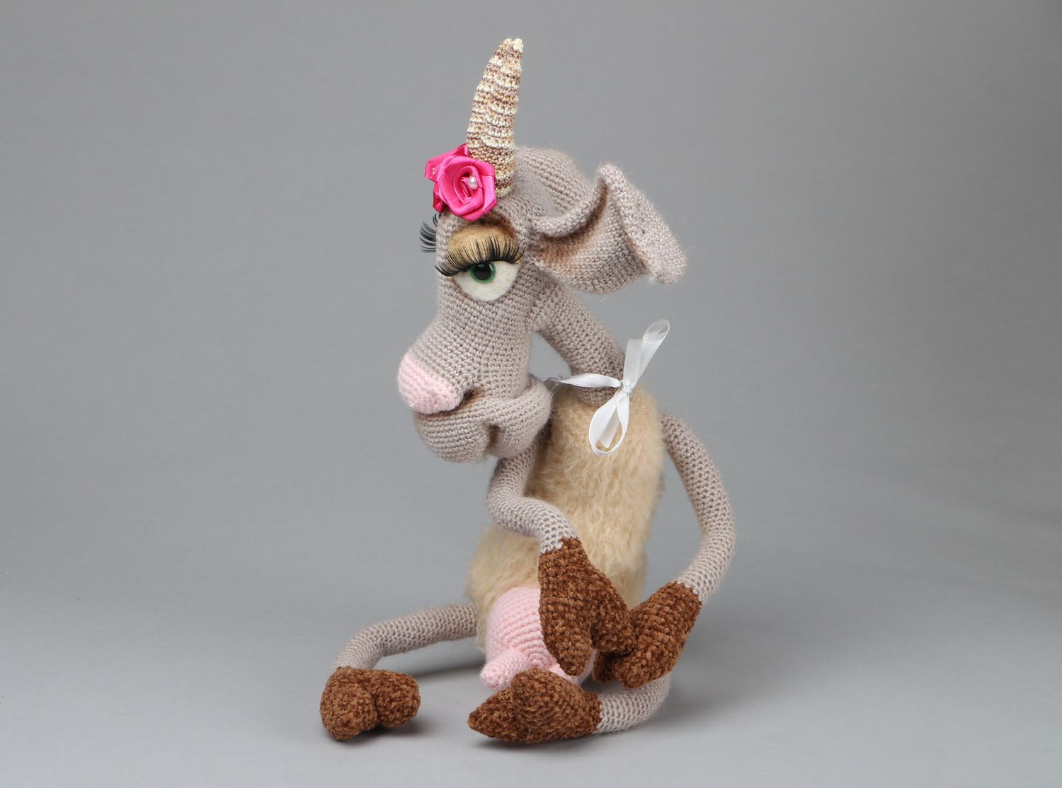 Soft knitted toy Goat Mannya photo 1