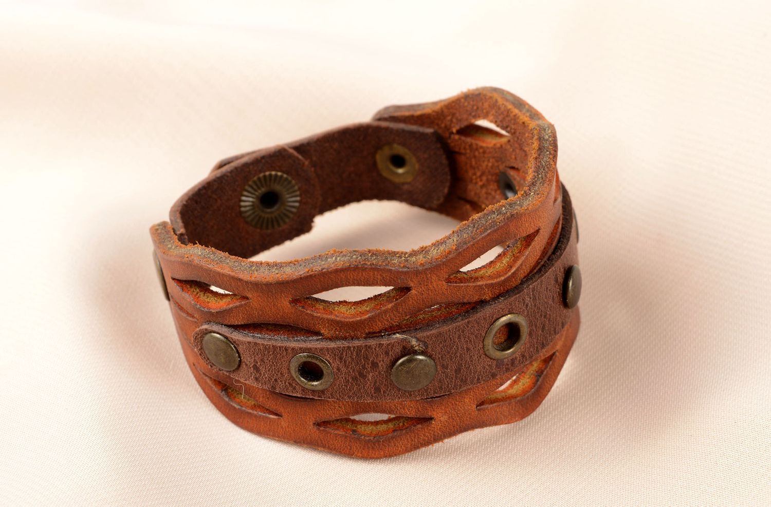 Handmade leather bracelet stylish unisex bracelet cute wrist accessory photo 5