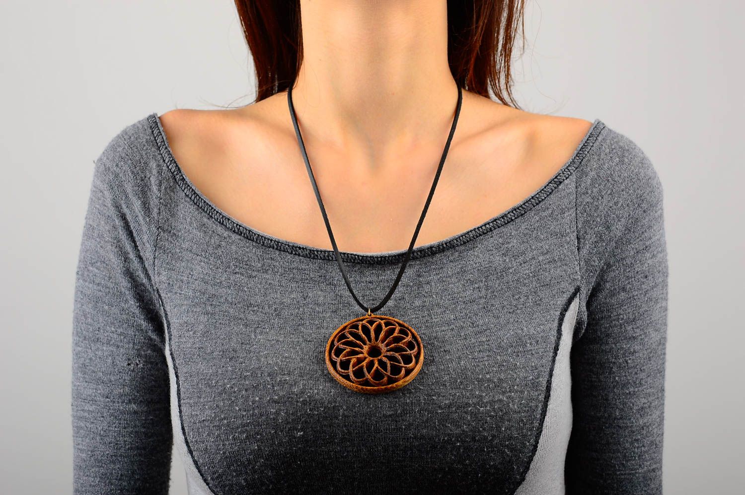 Handmade pendant unusual accessory gift ideas wooden pendant for women photo 1