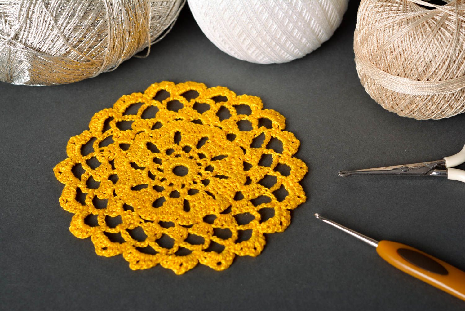 Handmade crocheted napkin stylish designer textile cute kitchen accessory photo 1