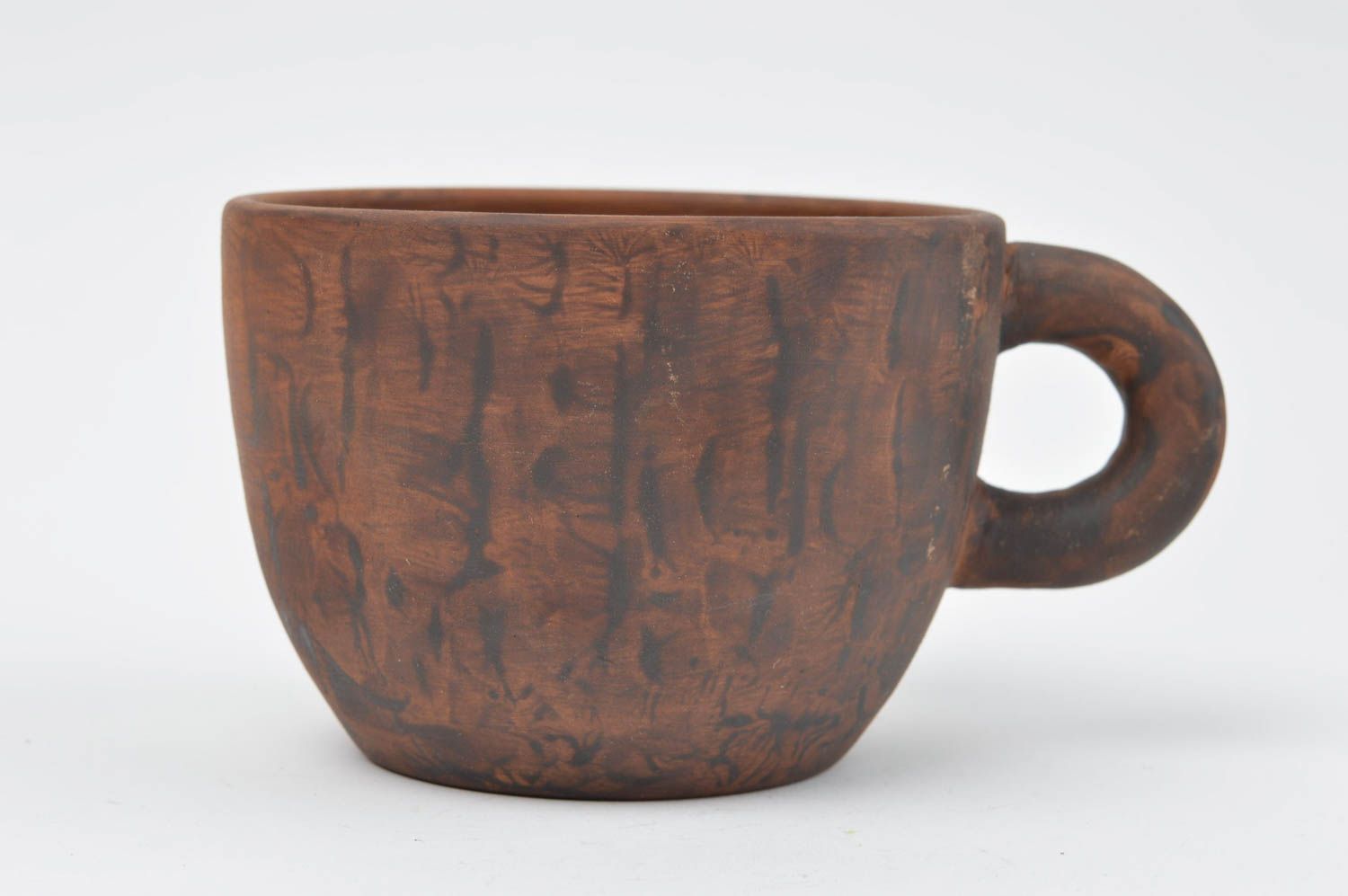 Ceramic, not glazed coffee cup with handle and no pattern photo 1