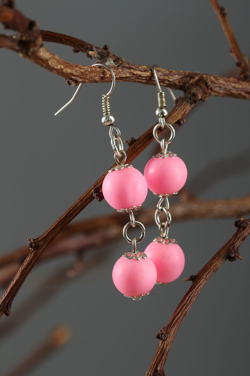 Boucles d'oreilles pendantes Bijou fait main Cadeau femme roses style romantique photo 1